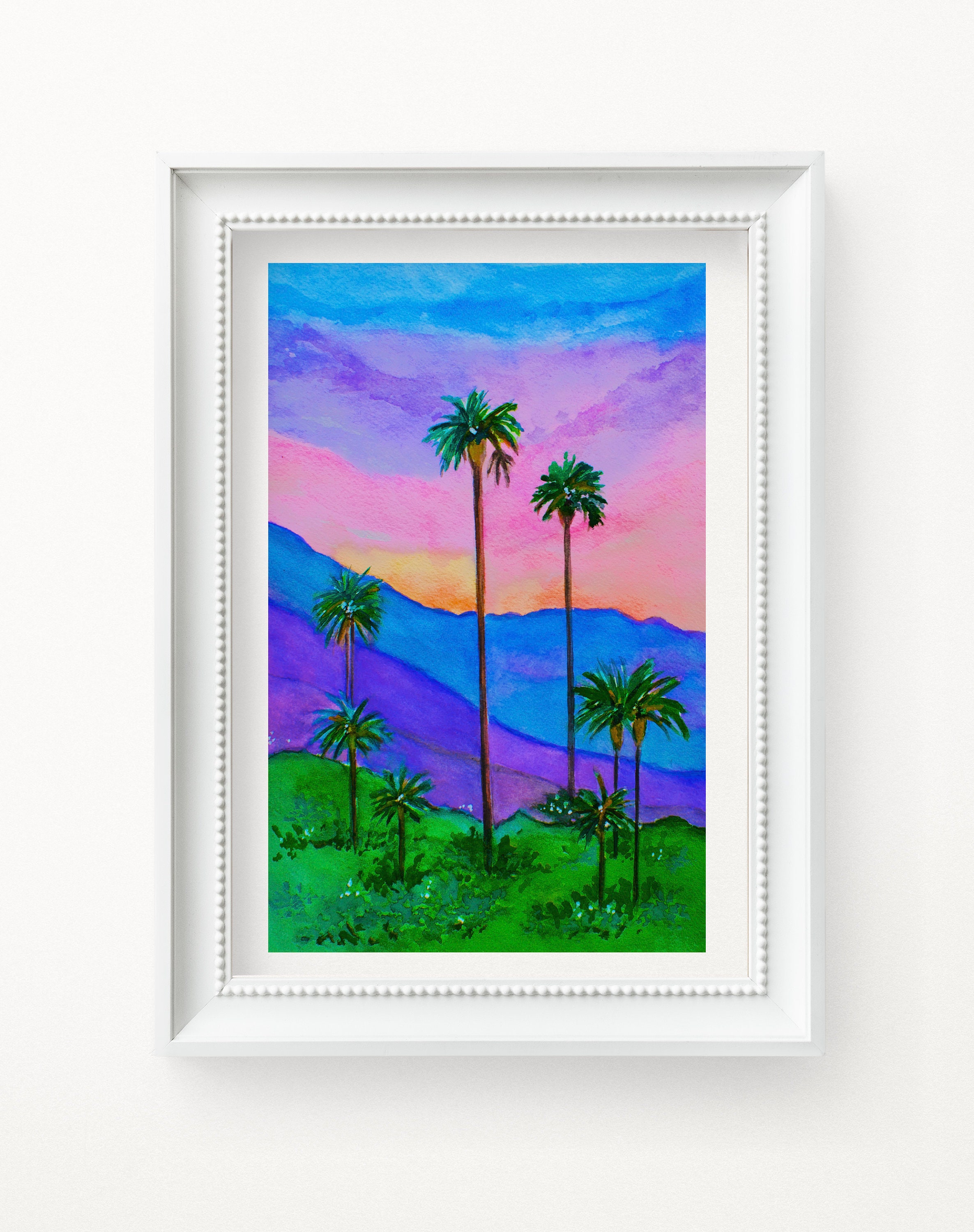 PALM SPRINGS Watercolor Print Palm Trees Wall Art Palm Etsy