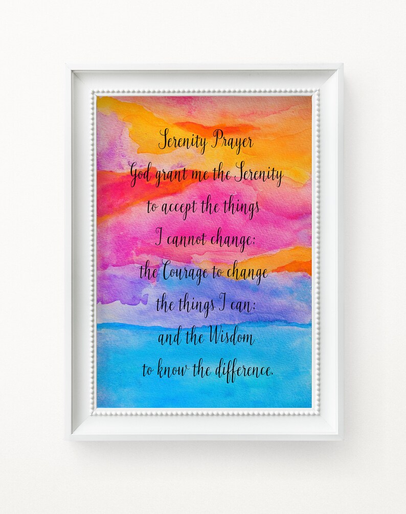 serenity prayer watercolor art print aa prayer inspirational etsy