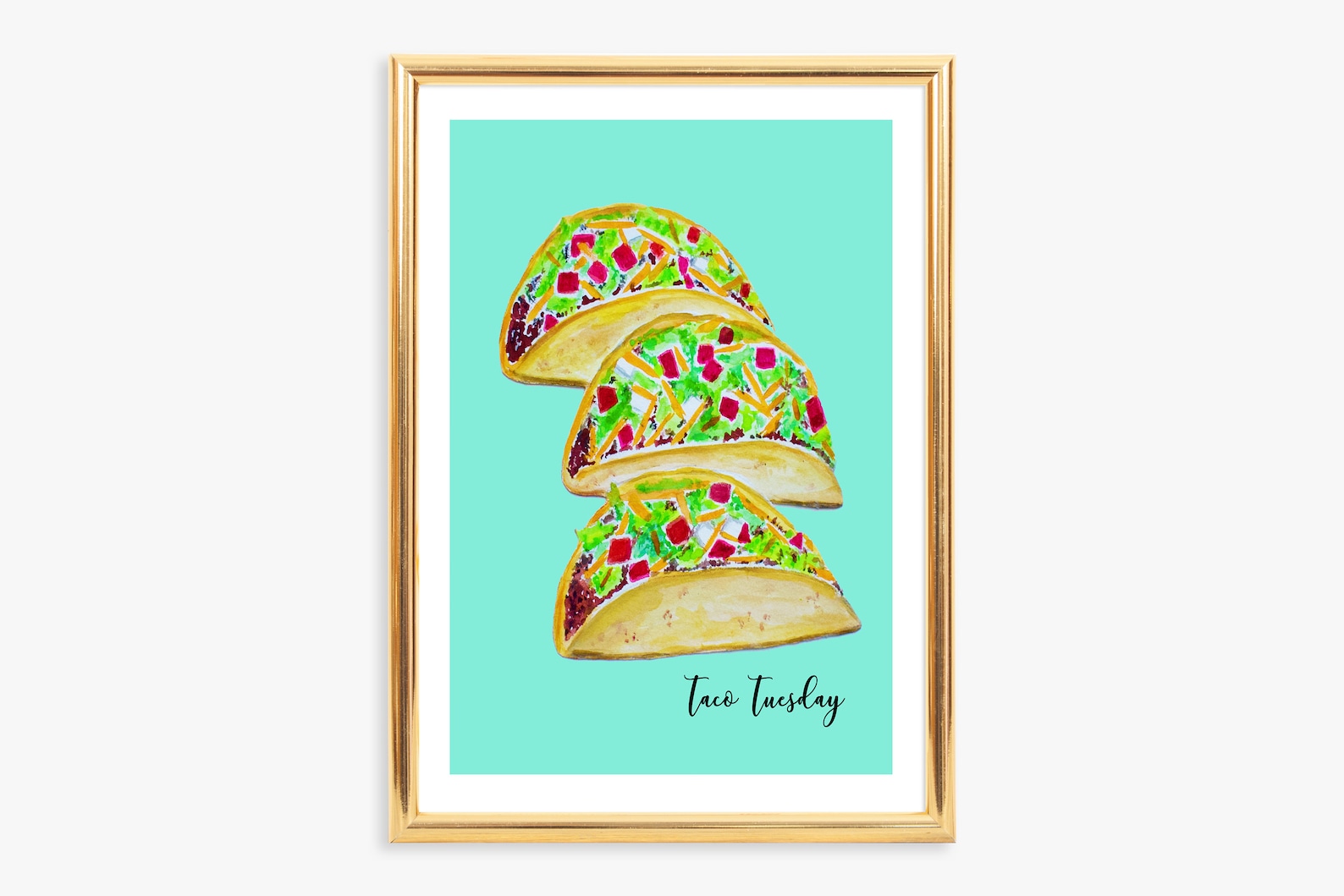 TACOS WATERCOLOR Art Print Mexican Food Wall Art Tacos Etsy