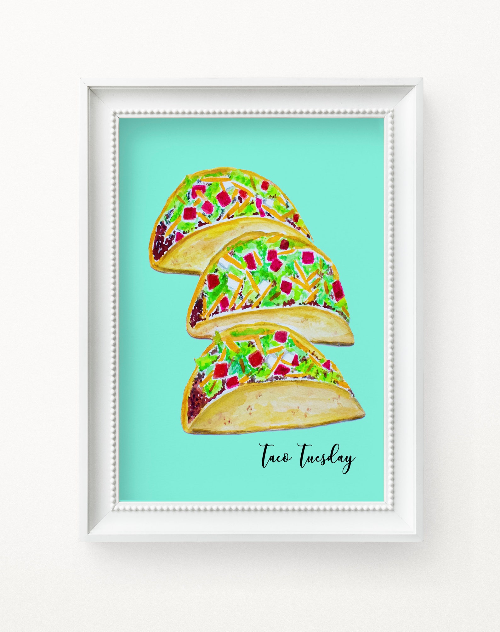 TACOS WATERCOLOR Art Print Mexican Food Wall Art Tacos Etsy