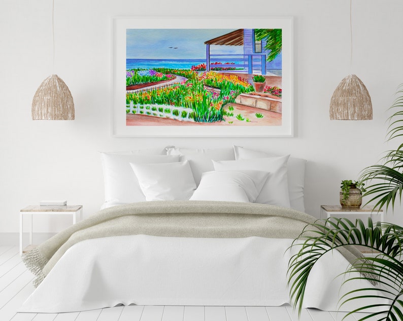 BEACH HOUSE Watercolor Print, Beach Art Print, Beach House Wall Art ...