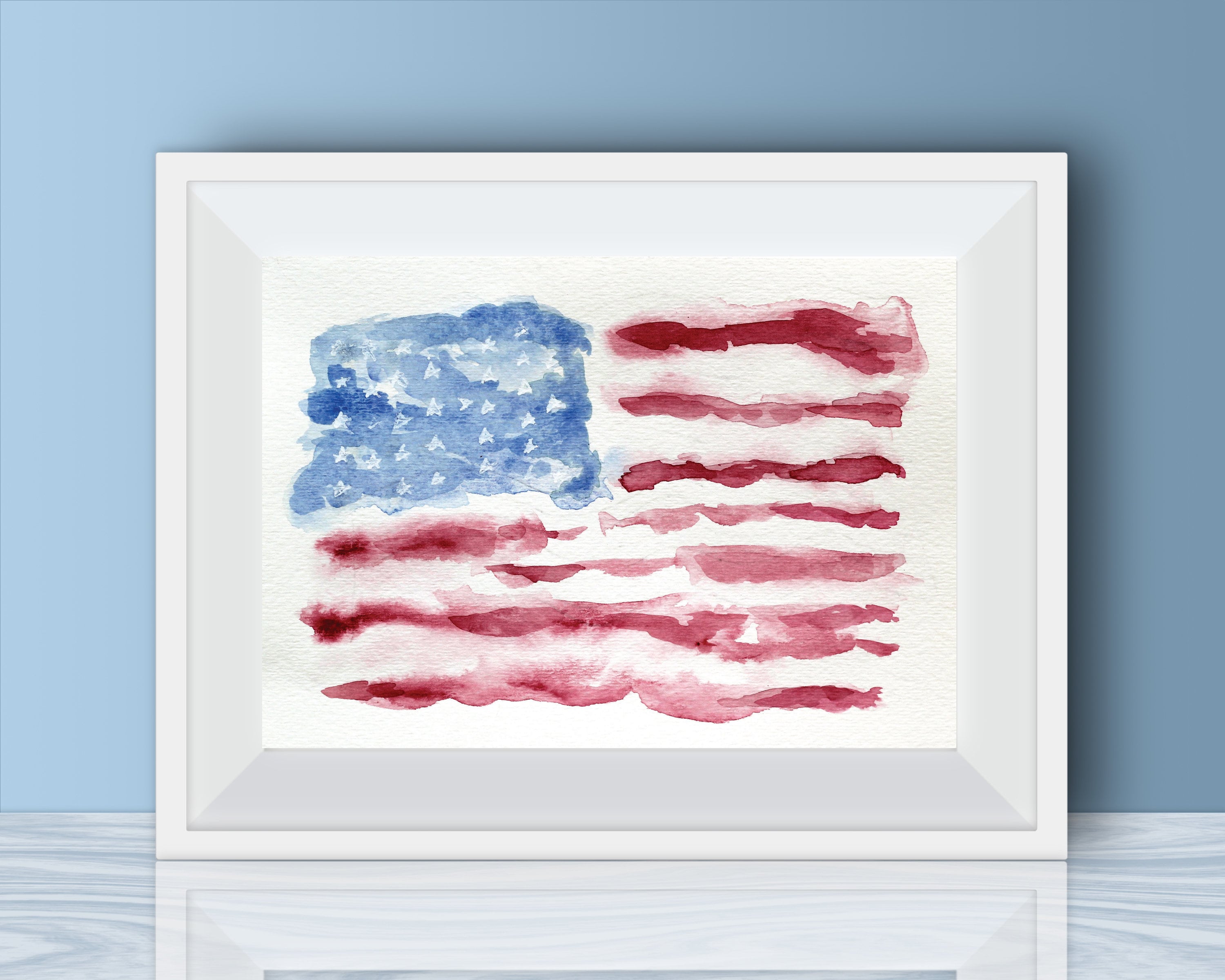 American Flag Watercolor Art Print: Patriotic Wall Decor - Etsy