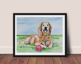 GOLDEN RETRIEVER Watercolor Print, Dog Watercolor Wall Art, Pet Wall Art, Dog/Animal Wall Decor, Animal Print, Dog Print, Giclee Art Print
