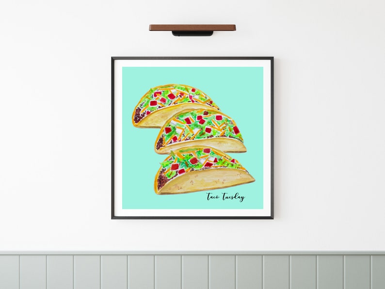 TACOS WATERCOLOR Art Print Mexican Food Wall Art Tacos Etsy