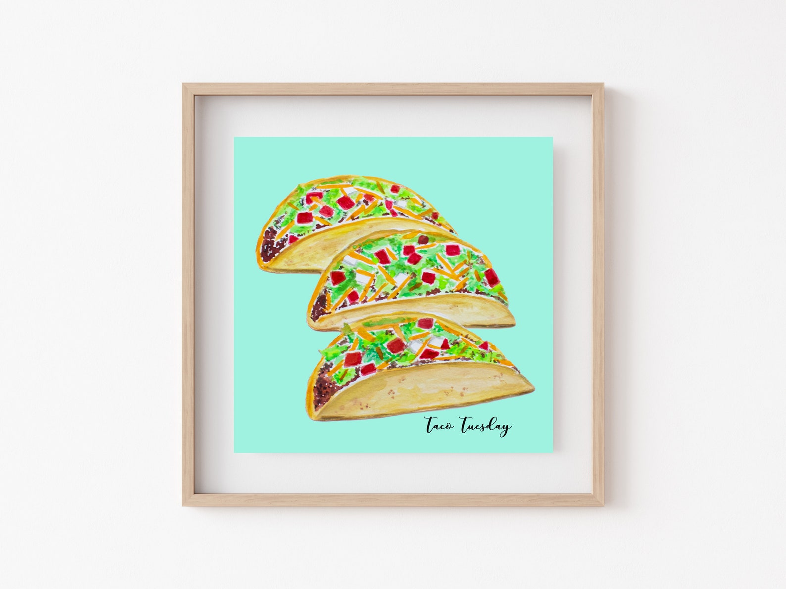 TACOS WATERCOLOR Art Print Mexican Food Wall Art Tacos Etsy