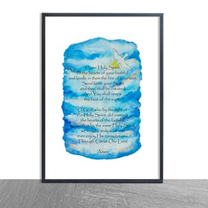 COME HOLY SPIRIT Prayer Watercolor Print, Holy Spirit Wall Art, Religious Art, Religious Wall Decor, Confirmation/Baptism Gift, Giclee Print