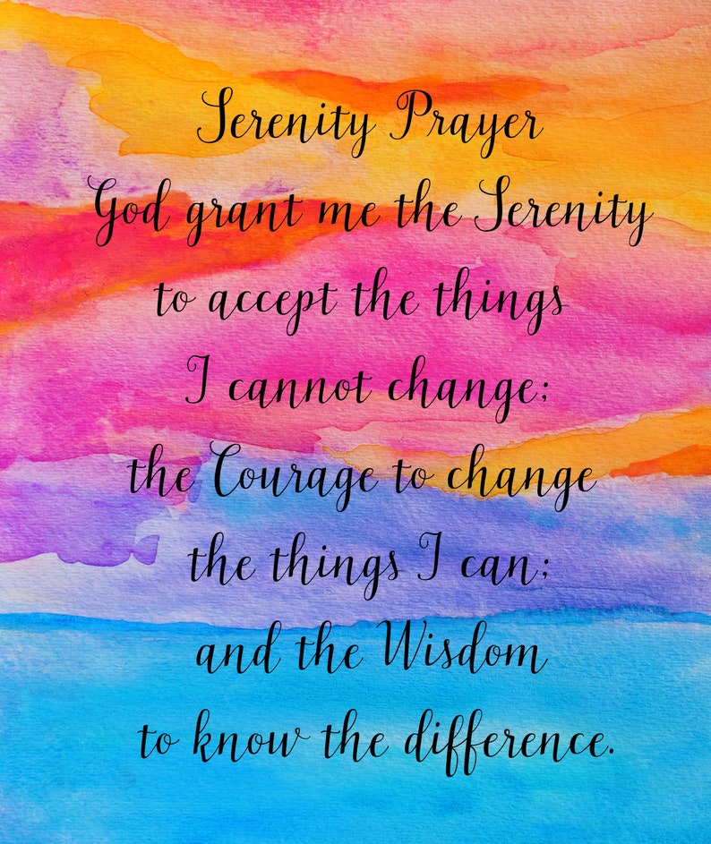 serenity prayer watercolor art print aa prayer