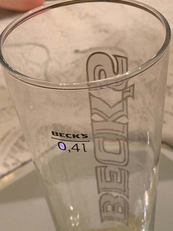 Beck's Tumbler Beer Glass Clear 
