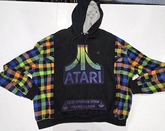 Atari Upcycled Flannel Tee Hoodie