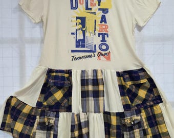 Dolly Parton Tennessee's Own Upcycled Tiered Dress – Boho Grunge Style