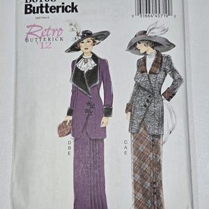 Butterick B6108 Retro 1912 Edwardian Walking Suit Sewing Pattern Uncut (Size A5)