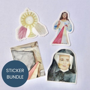 Catholic Sticker Bundle Divine Mercy, Catholic Decal Set, Pack of 3 or 4 - Vinyl Sticker, Catholic Gifts, Confirmation Gifts, Waterproof