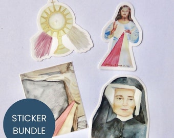 Catholic Sticker Bundle Divine Mercy, Catholic Decal Set, Pack of 3 or 4 - Vinyl Sticker, Catholic Gifts, Confirmation Gifts, Waterproof