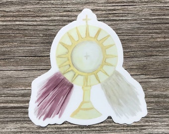 Divine Mercy Adoration Sticker, Catholic Sticker, Monstrance Decal, Eucharist Vinyl Sticker, Catholic Gift, Water bottle Laptop Decal