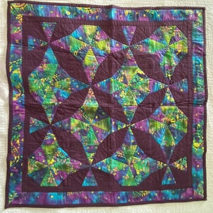 Kaleidoscope Quilt, wall hanging, lap quilt, batik fabrics, machine pieced, machine quilted, one of a kind made by me personally