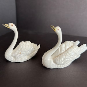 Vintage Swan Figurines, a pair of bone china salt and pepper shakers, 1960’s elegant figures, lovely table setting, beautiful home decor