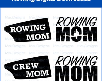 Rowing Mom SVG PNG Files, Crew Mom Oar Clipart (Digital Download)
