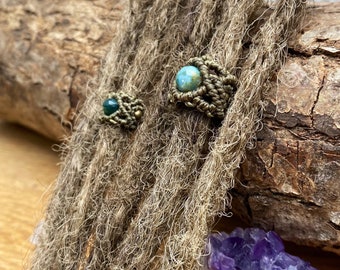 Brown macrame dread bead with gemstone
