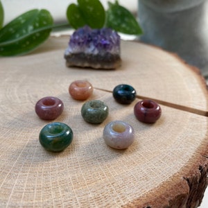 2 gemstone dread beads "tree agate" dread jewelry / dread bead / dreadlock / Rasta / large hole bead