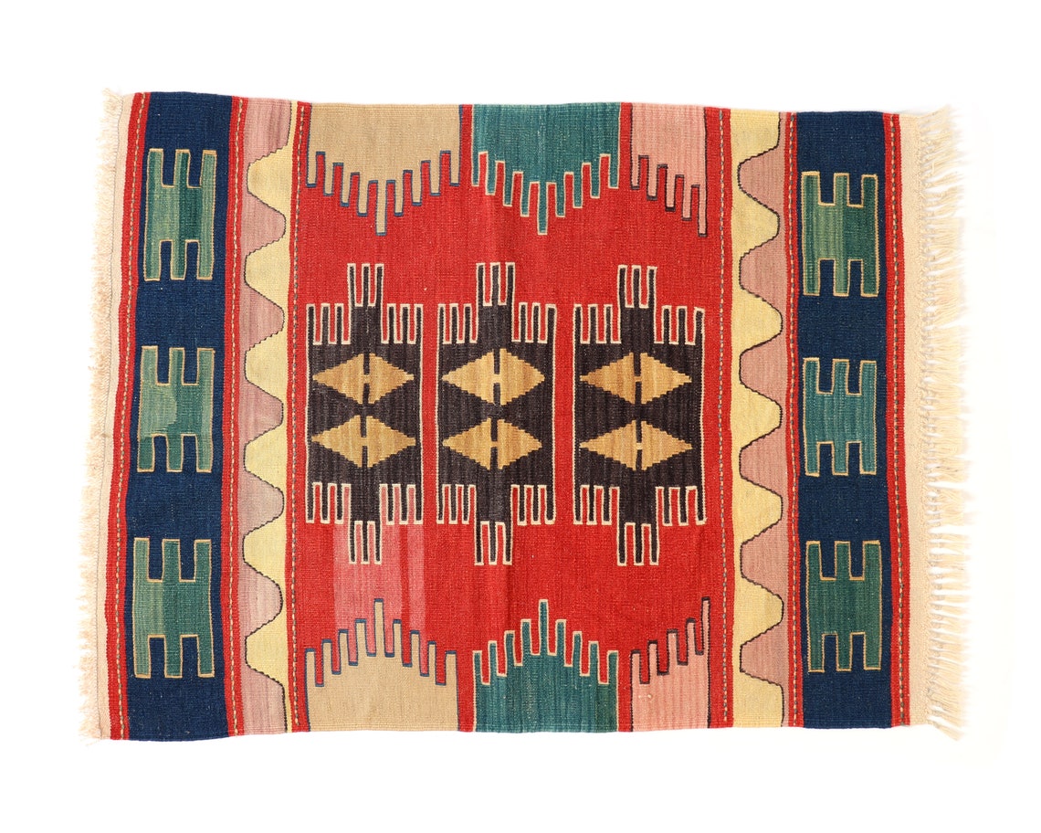 Vintage Kilim alfombra 3x4 boho baño entrada alfombra de | Etsy