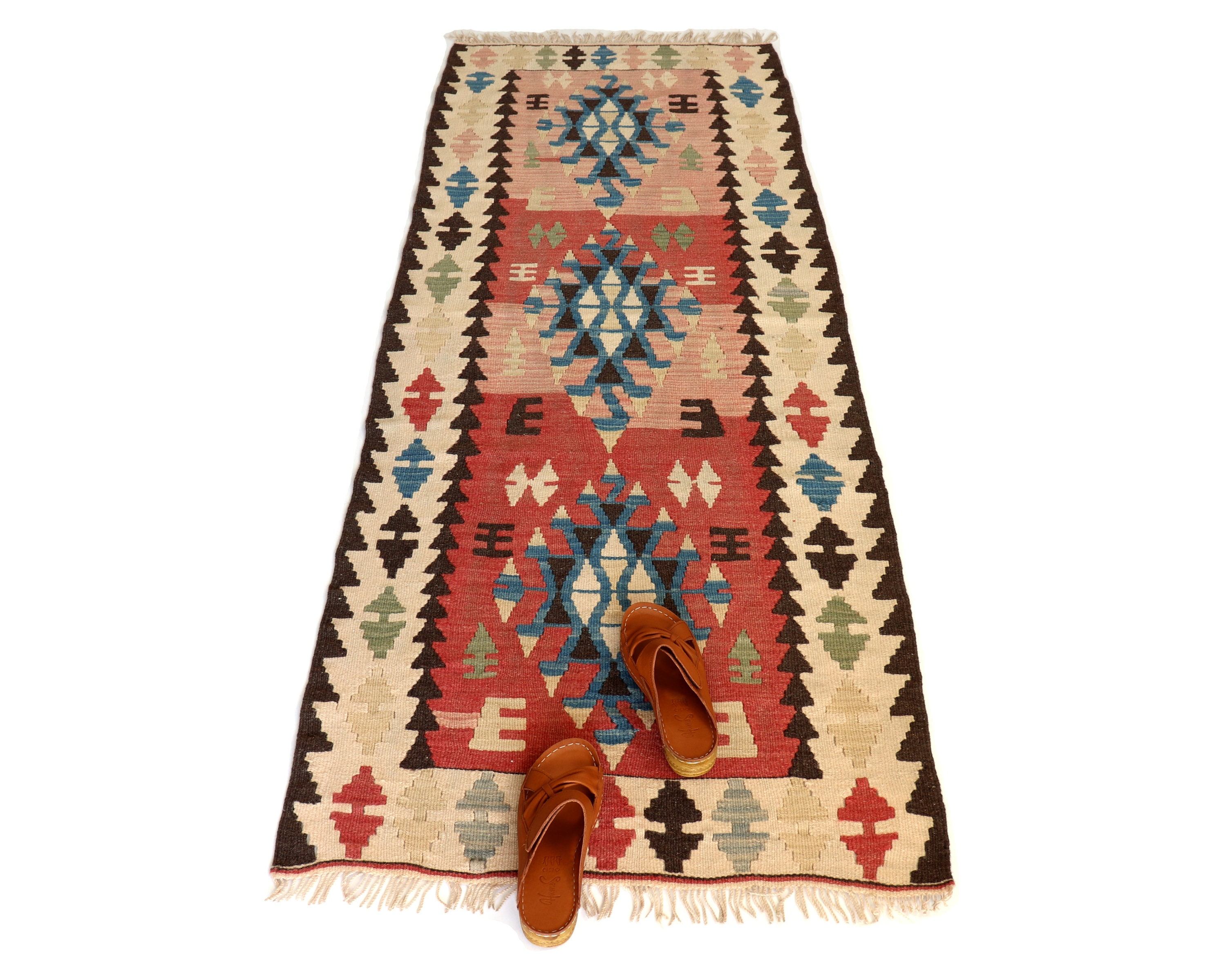 boho vintage kilim rug,9'9'x2'6'natural turkish rug,tribal floor rug,nomad ethnic rug,303x82,handmade unique rug,traditional hallway rug