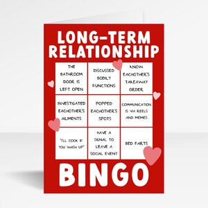 Tarjeta divertida de San Valentín Bingo de relación a largo plazo / Tarjeta de aniversario / San Valentín / Tarjeta de amor / Novio / Novia / Tarjeta milenaria
