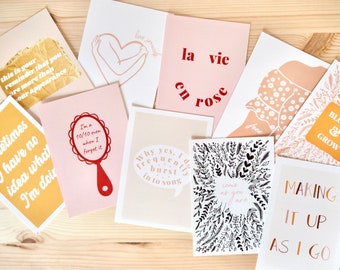 A6 Postcards / Mini Prints | Fun, Relatable, Positive Postcards | Postcard Set | Notecards