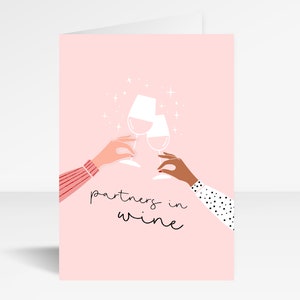 Dia de Galentines Cartão Comemorativo | sócios no melhor amigo do vinho cartão comemorativo | Amizade do cartão dos namorados | Palestinas | Cartão engraçado dos namorados