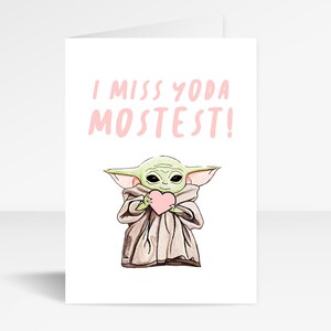 Baby Yoda Kaart | Ik mis Yoda Most | Miss You Card | Hand getrokken Mandalorian Het Kind | Star Wars
