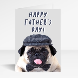 Pug Vaderdagkaart | Van hond | Grappige vaderdagkaart | Vaderdagkaart Schattig | Pug-kaart