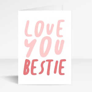 Je t'aime meilleure amie | Carte meilleur ami | Amitié de carte de Saint-Valentin | Carte de jour de Galentines | Palentins