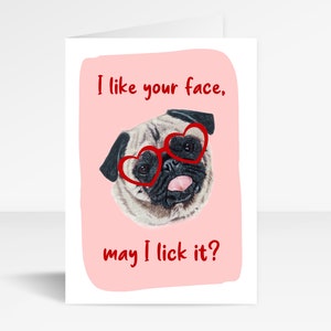Cartão engraçado dos namorados do Pug de <br> Crie Seu Próprio Produto! cartão tirado mão do Pug - eu gosto da sua cara | Aniversário