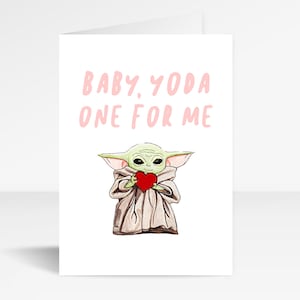 Bebê Yoda um para mim cartão dos Valentim de <br> Entrega Rápida? Mandaloriano desenhado à mão a criança | cartão de aniversário | cartão engraçado dos namorados | Guerra nas Estrelas | Cartão fofo