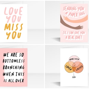 Miss You Lockdown Card Pack | Pakket van 4 | Stuur een Smile Card Set | Beste vriendenkaarten | Zorgkaarten