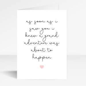 Grand Adventure Quote Card / Cute Valentines Card / Anniversario / Valentines Card