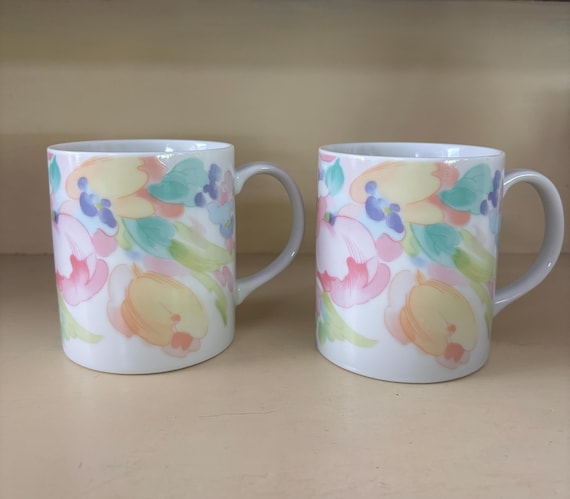 Vintage Floral Mugs- Set of 2- Monet Collection by Abbott Collection Japan