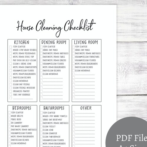 PRINTABLE House Cleaning Checklist Digital Planner A4 Size - Etsy