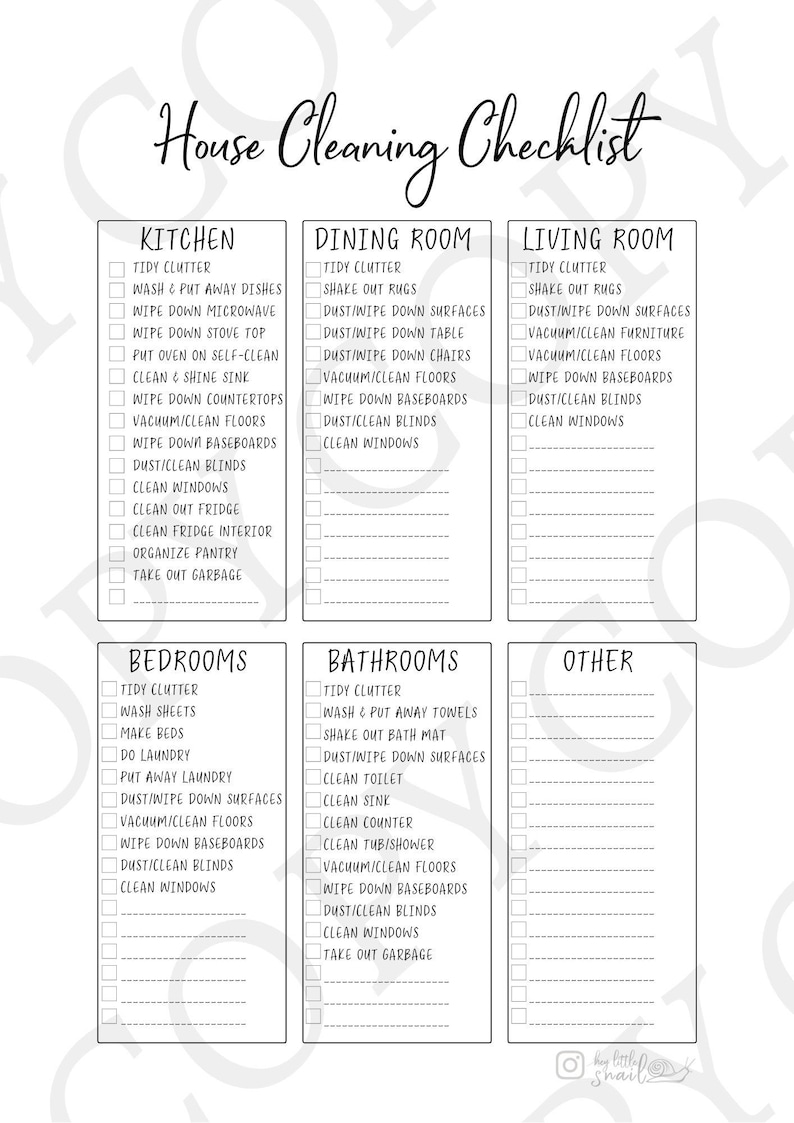 PRINTABLE House Cleaning Checklist Digital Planner A4 Size Etsy PRINTABLE House Cleaning Checklist Digital Planner A4 Size Etsy