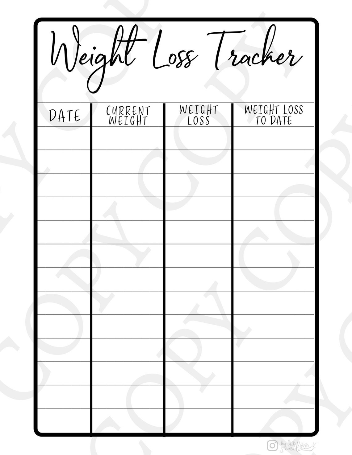 Printable Weight Loss Tracker