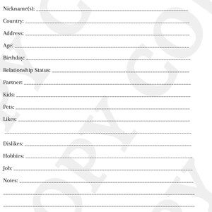 PRINTABLE Pen Pal Tracker, A4 Size, 8.5x11, Snail Mail Planner, Penpal ...