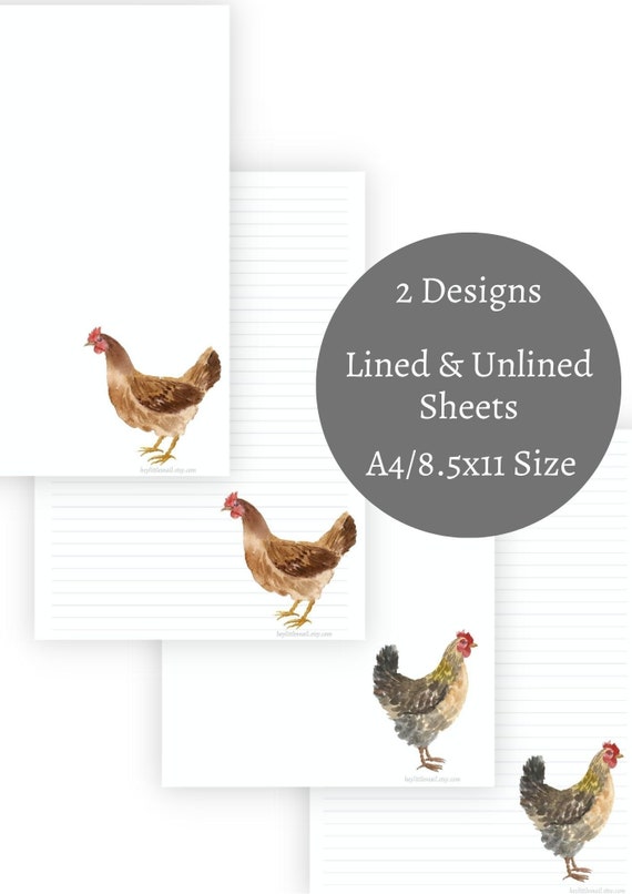 PRINTABLE Chicken Letter Paper Bundle Chicken Stationery Hen Etsy