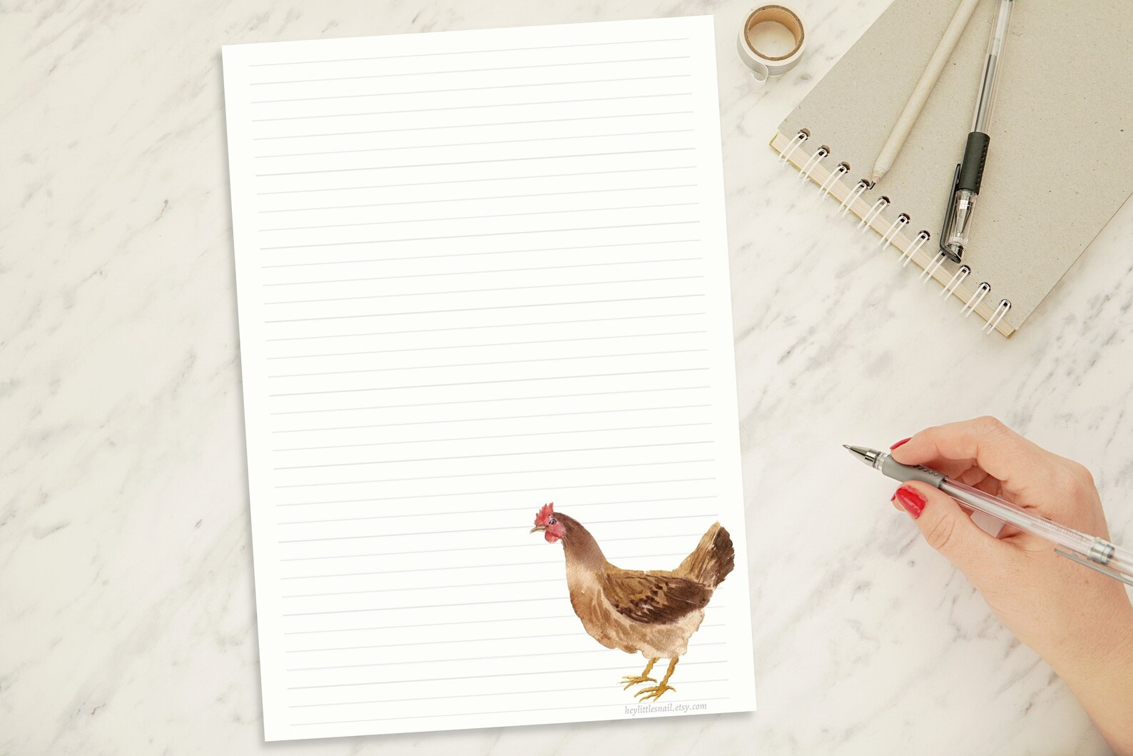 PRINTABLE Chicken Letter Paper Bundle Chicken Stationery Hen Etsy