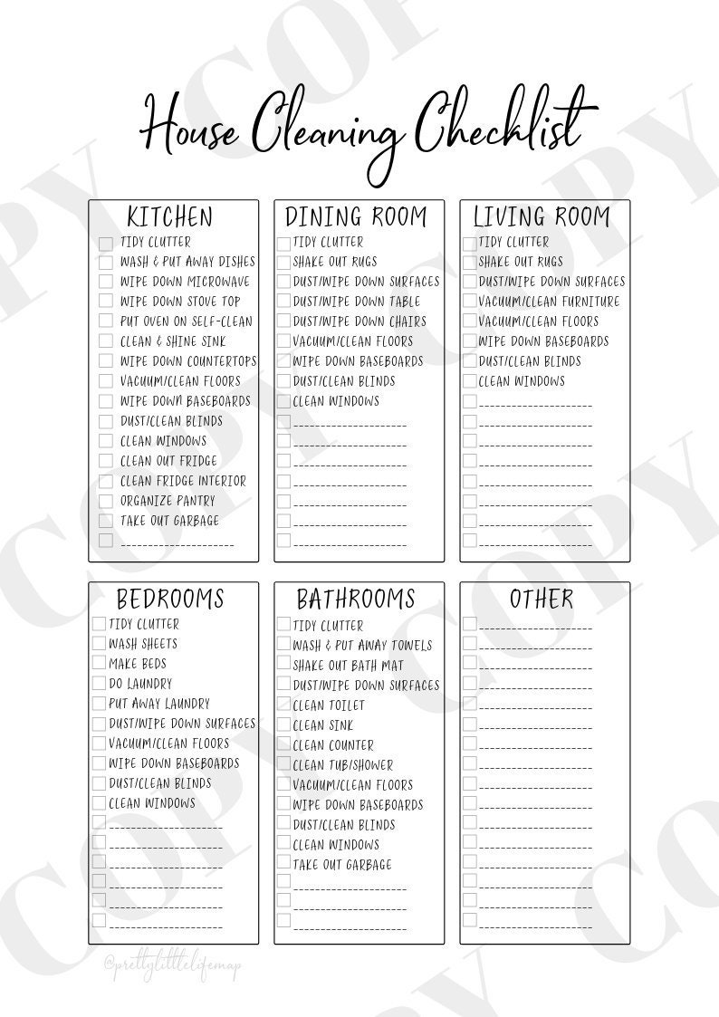 BASIC Minimalist House Cleaning Checklist Planner Printable A4 Etsy