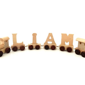 Tren de letras de Navidad de madera personalizado, Deletrear el nombre del niño, Juguetes de tren tradicionales, Trenes de juguete ecológicos, Regalos para bebés recién nacidos