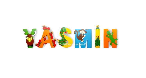 Wooden Jungle Animal Alphabet Letters Personalised Bedroom Wall Door Name D Letter