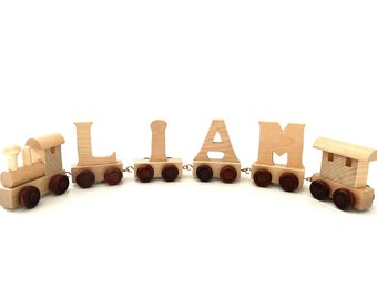 Personalised Letter Train, Multi Coloured Wooden Train with Baby's Name, perfect for Christening Gift, Birthday Gift, Newborn Gift