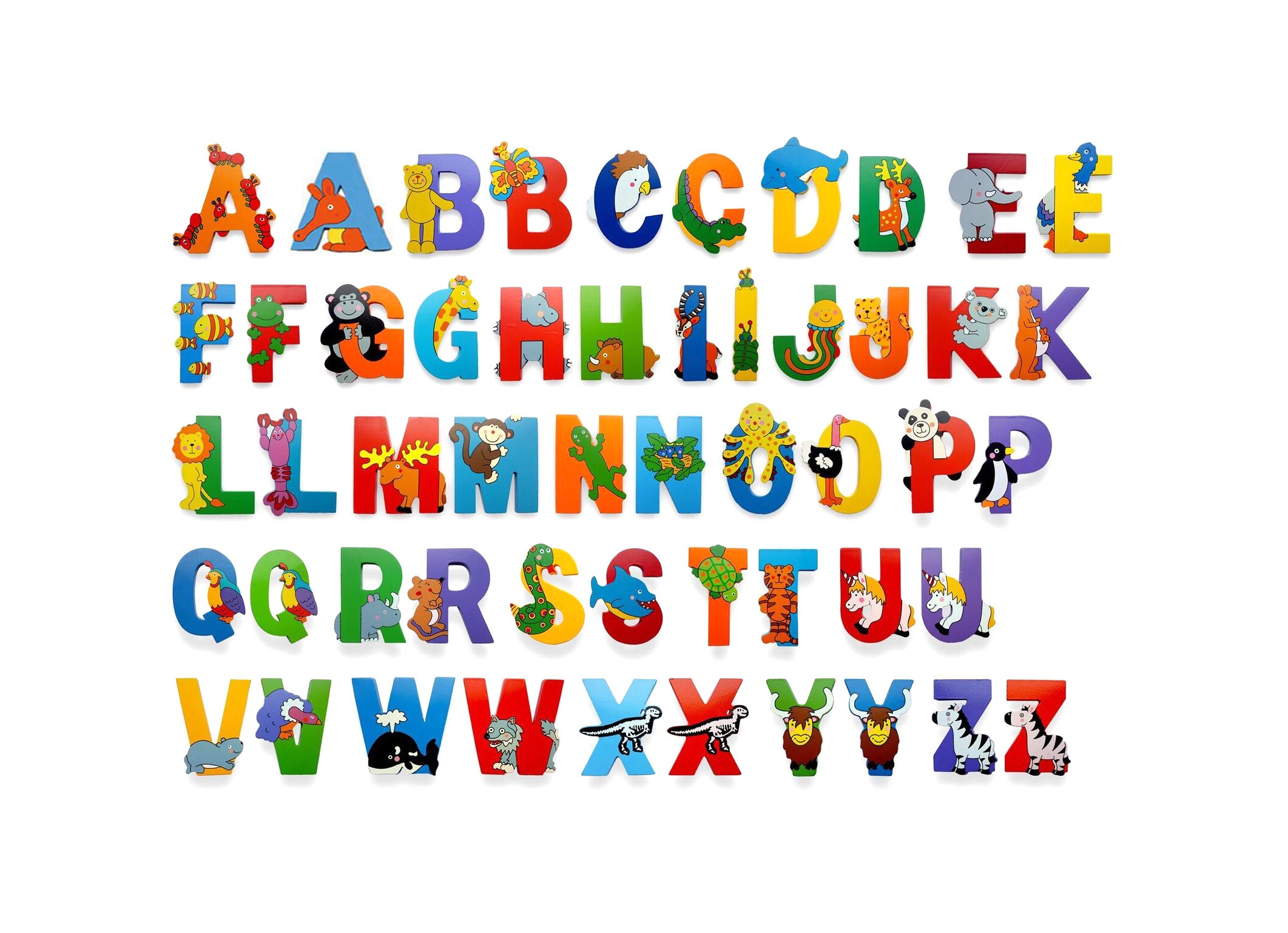 wooden jungle animal alphabet letters