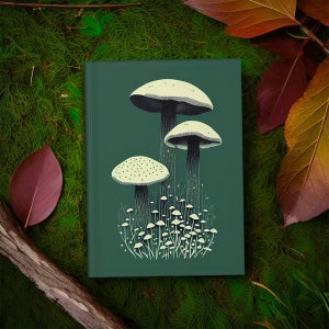 Forestcore Hardcover Journal, Mushroom Lined Paper Notebook