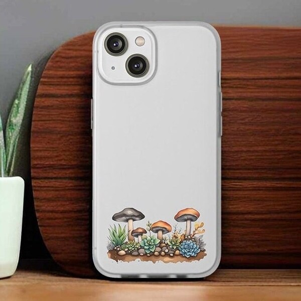 Succulent Mushroom Garden Semi-Transparent Flexi Cases, iPhone and Samsung, Semi-Transparent