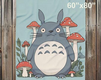 May include: A blue and white cartoon character with large eyes and a fluffy body, surrounded by red and white mushrooms. The character is standing on a light blue background. The text "60"x"80" is in the top right corner of the image.
